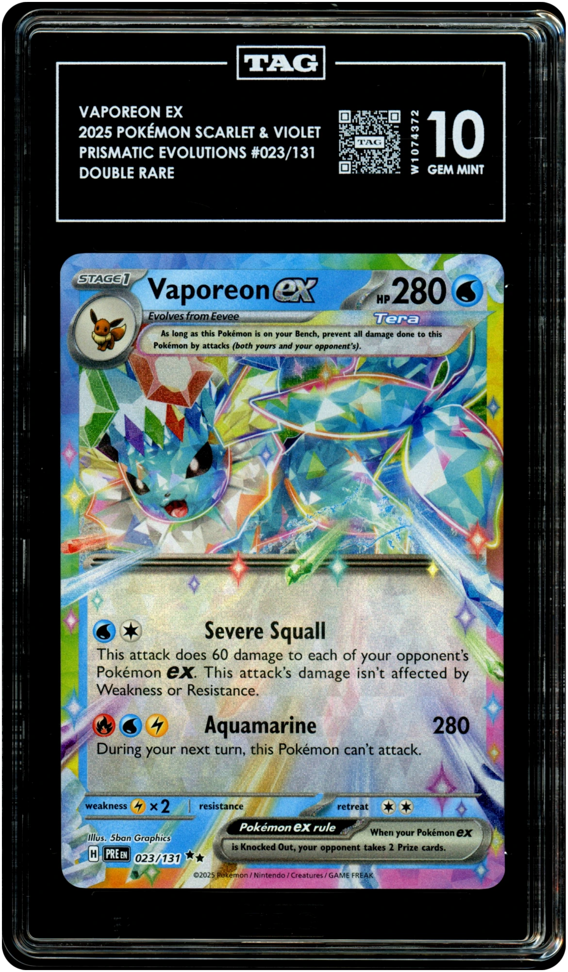 Vaporeon ex - Pokemon Prismatic Evolutions #23 TAG 10