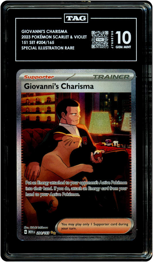 Giovanni's Charisma - Pokemon Scarlet & Violet 151 #204 TAG 10