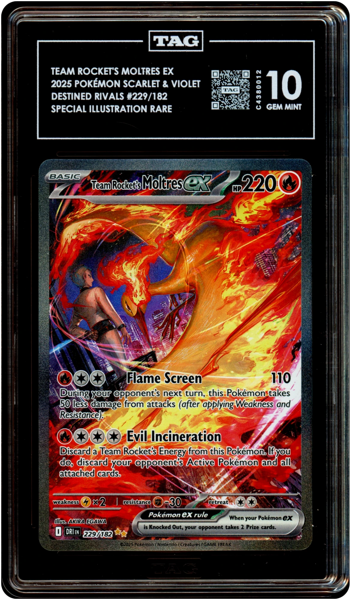 Team Rocket's Moltres ex - Pokemon Destined Rivals #229 TAG 10