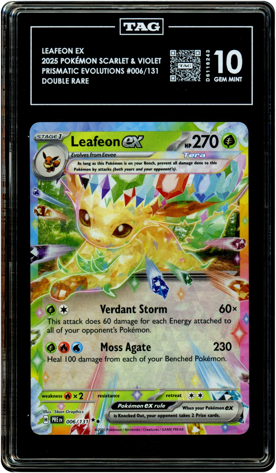 Leafeon ex - Pokemon Prismatic Evolutions #6 TAG 10 — front