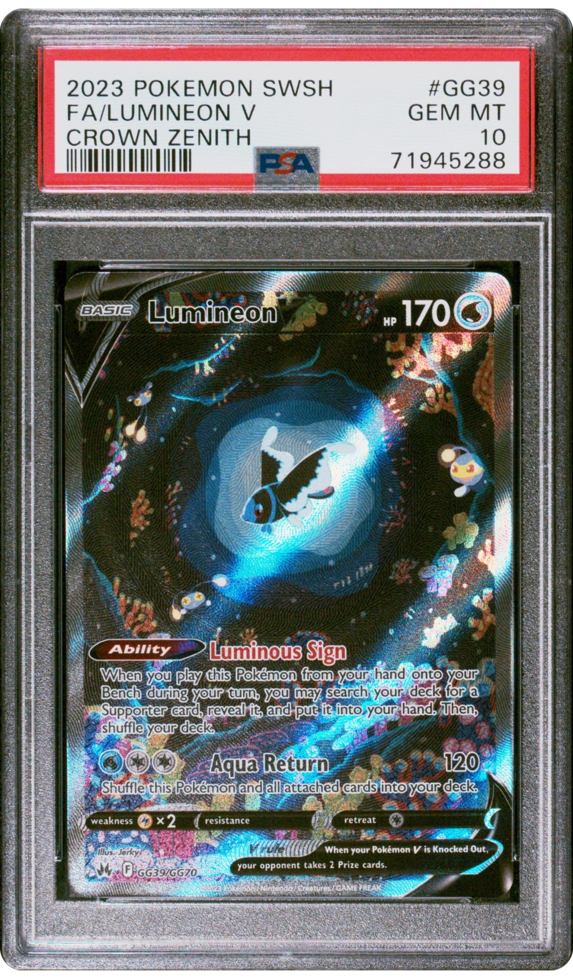Lumineon V - Pokemon Crown Zenith #GG39 PSA 10 — front
