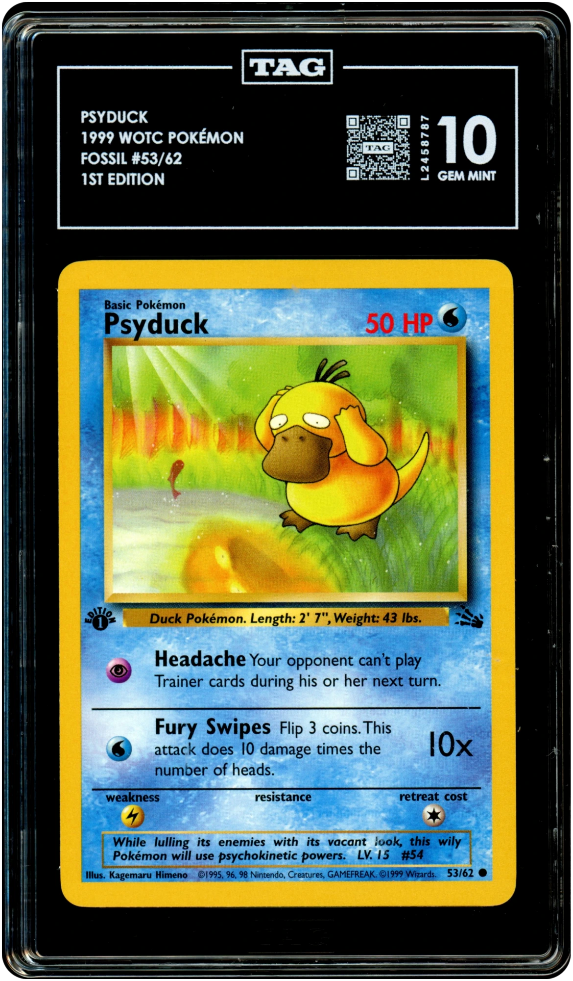 Psyduck [1st Edition] - Pokemon Fossil #53 TAG 10 — front