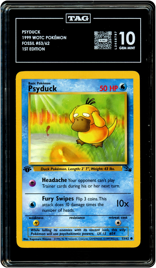 Psyduck [1st Edition] - Pokemon Fossil #53 TAG 10