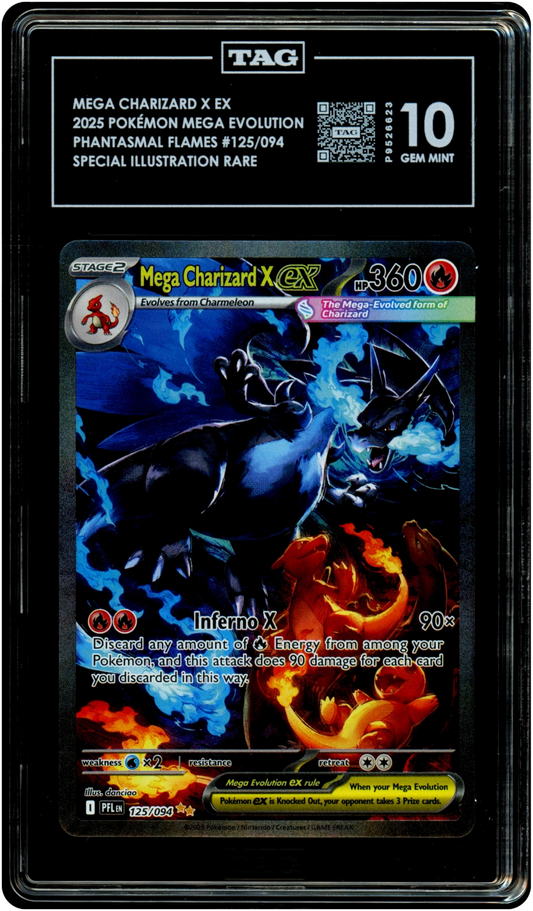 Mega Charizard X ex - Pokemon Phantasmal Flames #125 TAG 10