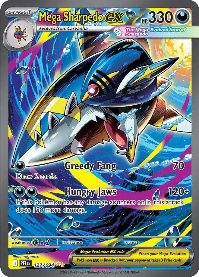 Mega Sharpedo ex - Pokemon Phantasmal Flames #127 NM